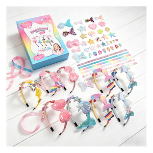Kids Hair Hoop Craft Set <b>Unicorn</b> Butterfly Pearls Mesh Ribbon Charm Decoration Party <b>Present</b> Activity Pack Toy - Product Image 6