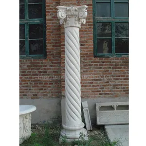 natural hand carving white marble column for interior design