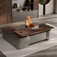 Bureau de direction polyvalent, ergonomique et moderne avec hauteur réglable, bureau assis-debout électrique et capacités de rangement.