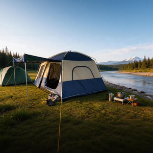 Tente <span class=keywords><strong>de</strong></span> <span class=keywords><strong>camping</strong></span> familiale pour 6 personnes avec auvent extensible, tente imperméable pour le <span class=keywords><strong>camping</strong></span> en plein air, <span class=keywords><strong>la</strong></span> randonnée et les aventures en bord <span class=keywords><strong>de</strong></span> rivière - Product Image 2