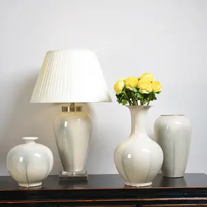 Vaso de porcelana amarelo de luxo, conjunto de vaso de flores vintage chinês de porcelana amarela, artesanal, vaso de cerâmica moderno para decoração de casa