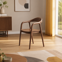 Fauteuil en bois MULIGNA de style mid-century, chaise de salle à manger en bois massif avec dossier et accoudoirs courbes pour la maison, la salle à manger, le restaurant, le salon