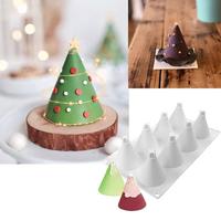 Moule en silicone à 8 cavités pour gâteau mousse en forme de sapin de Noël, idéal pour la décoration de Noël du Père Noël, moule à chocolat pour la pâtisserie, vente en gros