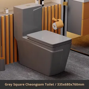 Vente chaude économie d'eau moderne de Style européen toilette en céramique coloré Siphon rinçage noir fermeture lente double bouton - Product Image 4