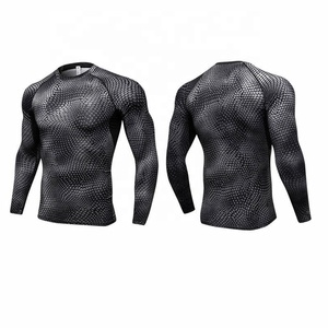 Men's Winter Warm Custom Made Sublimation Compression <b>Base</b> <b>Layer</b> Round Neck Yoga <b>Long</b> <b>Sleeve</b> 340g Fitness Gym Sport Tee - Product Image 2