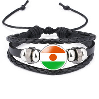 Bracelet en fil ciré tressé avec drapeau national du Maroc, cordon réglable, souvenir culturel nord-africain, cadeau