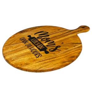Tabla de cortar redonda de madera con mango, tabla de servir grabada para cocina, para servir alimentos, uso doméstico - Product Image 3