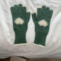 Gants d'hiver chauds en tricot coupe-vent à écran tactile personnalisés Gants tricotés complets pour filles Love Girls