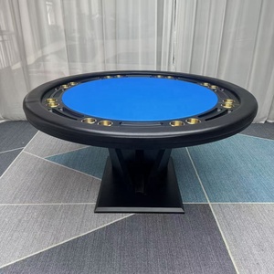 Table de poker professionnelle haut de gamme moderne ronde 6 8 10 places sur mesure en velours suédé avec porte-gobelets en acier esthétique premium - Product Image 5