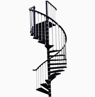 Escalier en colimaçon préfabriqué moderne en acier galvanisé durable avec marches en bois massif pour appartement, villa, intérieur et extérieur