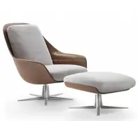 आधुनिक कुंडा धातु शीसे रेशा आलसी एविएटर डिजाइनर लकड़ी बेडरूम कार्यालय कोच लाउंज कुर्सी तुर्क के साथ