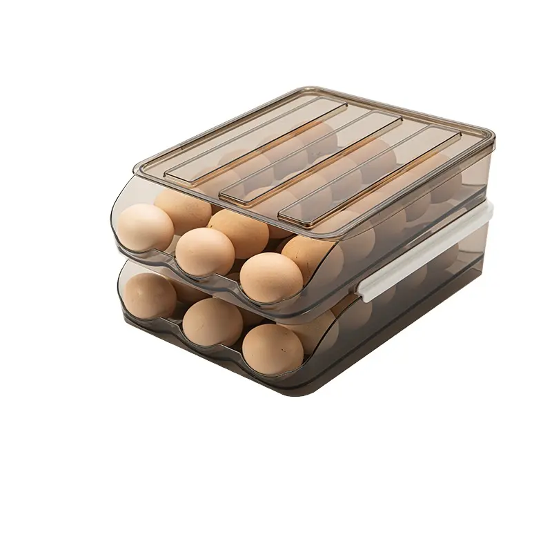 Refrigerator storage box Double layer earthen egg storage box Slide design, easy to get eggs storage box