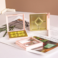 Couvercle transparent carré rose outils de maquillage palette d'ombres à paupières blush poudre gâteau boîte en plastique vide
