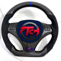 Volant en fibre de carbone véritable pour BMW E46 E90 E92 E93 E60 E82 E87 X5 E70, fond plat, course sportive