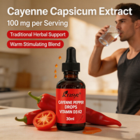 Complément alimentaire en gouttes de piment de Cayenne à absorption élevée - Avec vitamine D3 K2 pour la santé des os et du système cardiovasculaire - Gouttes liquides naturelles