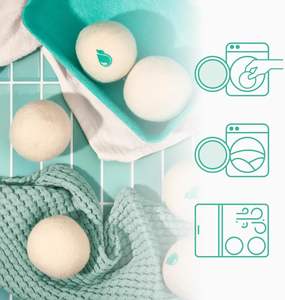 Boules de laine <span class=keywords><strong>Natulim</strong></span> Espagne pour sèche-linge - Adoucissant naturel pour tissus réutilisable, réduit les plis, économise le temps de séchage, solution écologique - Product Image 6