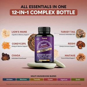 Private Label 12-in-1 Reishi Chaga 7-Mushroom Mix Capsules for Adult Memory Energy Support Pure Mushroom Extracts Health Food - Product Image 4