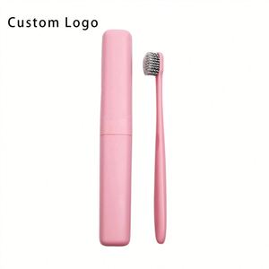 Handmade Eco Friendly Wheat Straw Toothbrush with Charcoal Bristles Custom Logo Perfect for Travel and Promotions - Product Image 2