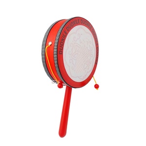 Wholesale 6 Inch Red Wooden Rattle Drum Wooden Hand Drum <b>Musical</b> <b>Instrument</b> Toy Orff Percussion <b>Instrument</b> Toy for Kids Playing - Product Image 1