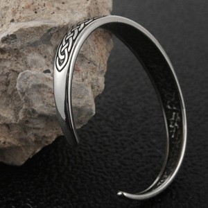 Brazalete Abierto de Plata Tibetana Unisex con Diseño de Nudo Celta, Regalo de Joyería 280720 - Product Image 3