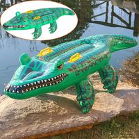 Crocodile gonflable géant vert pour piscine, 140 cm, jouet de piscine extérieur pour les fêtes en rivière et en piscine, décorations d'anniversaire pour enfants, Halloween