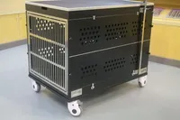 Cage de transport pliable en aluminium durable pour chien, table de toilettage simple, 4 roues, approuvée par les compagnies aériennes, grande capacité, chariot pour animaux de compagnie