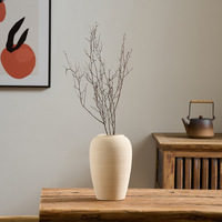 Vase en céramique style rétro pour salon, chambre, bureau – Pot en grès pour arrangement floral hydroponique, finition vieillie, robuste