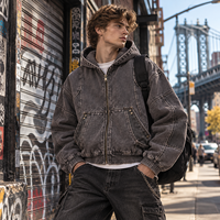 Veste de travail homme personnalisée B2B en toile de coton délavée olive, style vintage avec éclaboussures de peinture, OEM ODM, vente en gros, marque privée