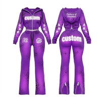 Conjunto Deportivo de 2 Piezas para Mujer, Estilo Hip Hop, con Capucha, Manga Larga, Corte Ajustado, Estampado con Personajes, Ecológico