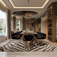 Rendu 3D de la conception d'intérieur pour projets résidentiels : Solutions complètes pour villas et maisons, y compris des ensembles de tables à manger modernes.
