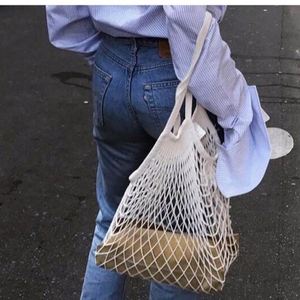 Sac de courses en filet réutilisable et écologique, pliable et lavable, pour légumes, fruits, avec poignées, emballage cadeau - Product Image 3