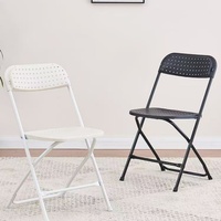 Siège commercial empilable portable intérieur extérieur avec cadre en acier chaise pliante en plastique blanc pour événements, bureau, mariage