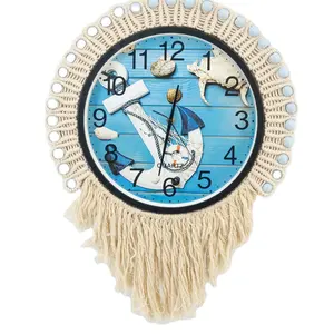 Support Customized Macrame Wall Hanging Clock Home Decor Sea Style Fresh Feeling