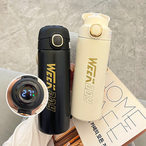 ถ้วยน้ำสำหรับผู้ชายและผู้หญิงทำจากสเตนเลสสตีล304ใหม่มีรูปลักษณ์สูงจอแสดงอุณหภูมิแบบพกพา - Product Image 3