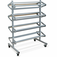 Dispensador de Papel Gris JH-Mech con 8 Estantes - Soporte Móvil Horizontal de Acero para Rollos de Papel de 36 Pulgadas de Ancho para Oficina y Estudio