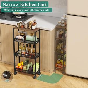 Multi Layer Metal Storage Rack 4 Layers Portable Kitchen Cart With Wheels Modern Design For Kitchen Organization - Product Image 5