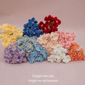 Forget Me Not Crochet <b>Flower</b> Gifts Handmade <b>Artificial</b> <b>Flowers</b> Elegant Knitted <b>Flowers</b> for Birthday Wedding Present Home Decor - Product Image 4