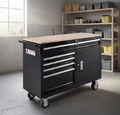 Banc de travail professionnel robuste avec chariot à outils roulant, armoire auxiliaire pour outils, boîte de rangement pour mécaniciens et garages - Product Image 4