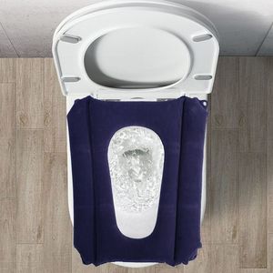 Cojín Inflable para Asiento de Inodoro en Forma de U, Color Azul Oscuro, Aterciopelado, Alivia la Presión, para Baño y Dormitorio, Material de PVC - Product Image 1