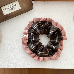 Élégant doux robe à carreaux chouchous pour filles mode doux automne <span class=keywords><strong>hiver</strong></span> cheveux cravates pour femmes dames cheveux accessoires en Stock - Product Image 3