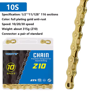 <span class=keywords><strong>Cadena</strong></span> de Bicicleta TOOPRE de 6 7 8 9 10 11 12 Velocidades para Bicicleta de Montaña y Carretera, Acero al Carbono, Velocidad Variable, <span class=keywords><strong>Cadena</strong></span> <span class=keywords><strong>Dorada</strong></span>, Recubrimiento Completo Antioxidante, 116L - Product Image 4