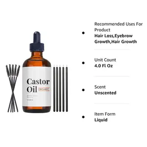 Private Label Organic Castor Oil For Eyelash Eyebrow Hair Growth Black Castor Oil