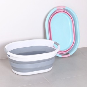 Panier à linge pliable en plastique portable avec un design minimaliste moderne pour l'organisation des vêtements dans la salle de bain (petit 24L et grand 39L) - Product Image 1