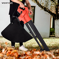 Vertak Souffleur de feuilles électrique 3 en 1 Souffleur de feuilles de jardin puissant à roulettes avec grand sac de collecte pour le nettoyage des feuilles d'automne