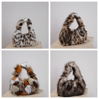 Sac à main tendance en fausse fourrure pour femme, style streetwear, imprimé léopard, doux, à porter à l'épaule, Libi