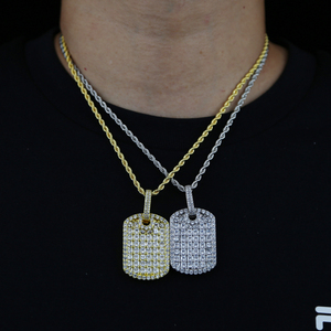 Bling Diamant Rechteck Anhänger Hip Hop 18 Karat vergoldete Männer Hip Hop Schmuck Halskette - Product Image 6