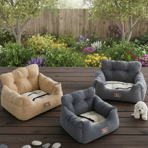Siège auto rehausseur double usage pour animaux de compagnie en coton et velours pour chats et chiens, utilisation à domicile - Product Image 4