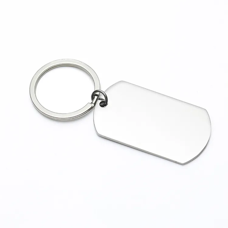 Custom Pendants Brand Logo Stainless Steel Jewelry Blank Rectangle Charm Metal Dog Tags Blank Pendant keychain