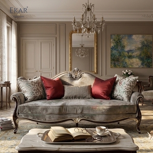Canapé en velours sculpté à la main <span class=keywords><strong>Marquis</strong></span> Royale - Canapé <span class=keywords><strong>de</strong></span> salon classique français <span class=keywords><strong>de</strong></span> luxe |   EKAR FURNITURE - Product Image 4