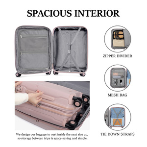 ชุดกระเป๋าเดินทางน้ำหนักเบาหรูหรา 3 ชิ้น วัสดุ PP คลาสสิกเรียบง่าย พร้อมกุญแจรหัสแบบแข็ง ด้ามจับนุ่ม สำหรับการเดินทาง - Product Image 5